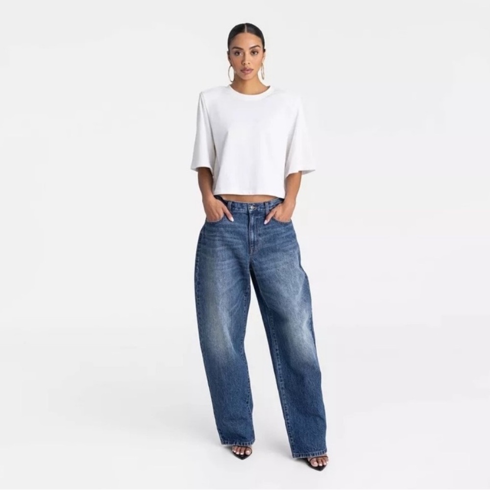 KBB by KAHLANA x Target Women's 6 Mid-Rise Wide Leg The Kahlana Jean Dark Wash - Picture 1 of 16